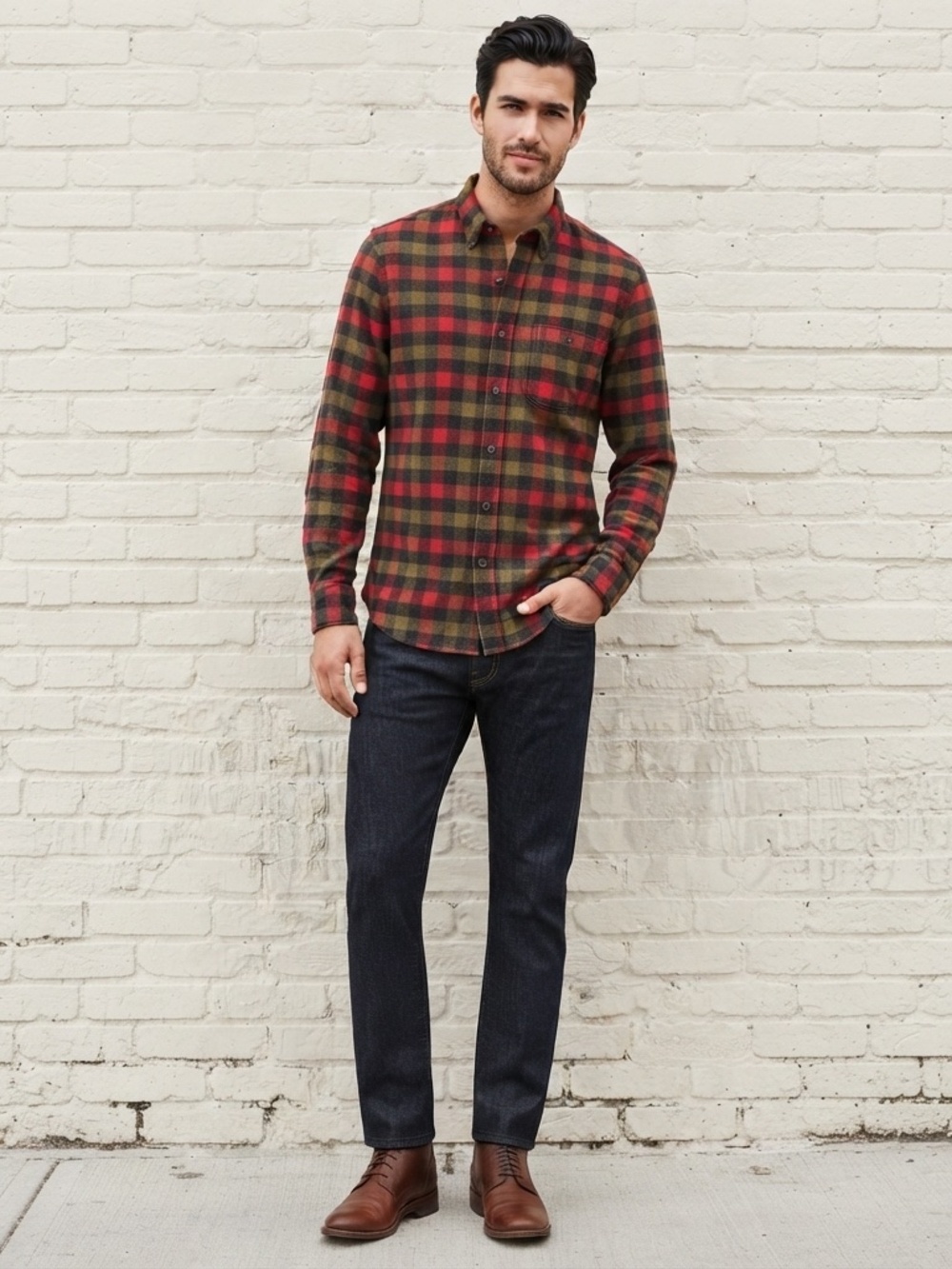 J.Crew Plaid Flannel Shirt Size XL Suede Elbow Patches Cotton Wool
